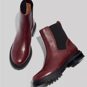 NEW Madewell Bradley Lugsole Chelsea Boots Dark Cabernet Red 8